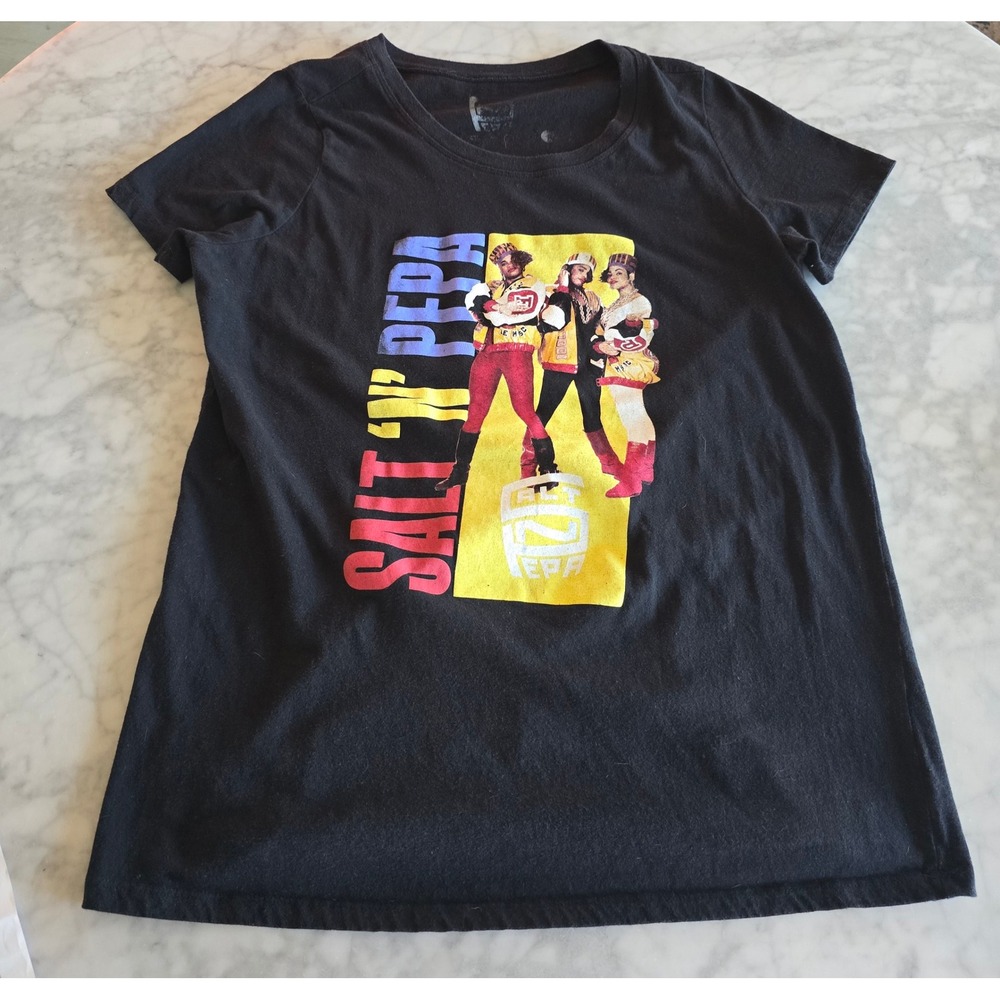 Salt N Pepa Graphic T-Shirt Womens Black Short Sleeve Hip Hop Retro 90s Music